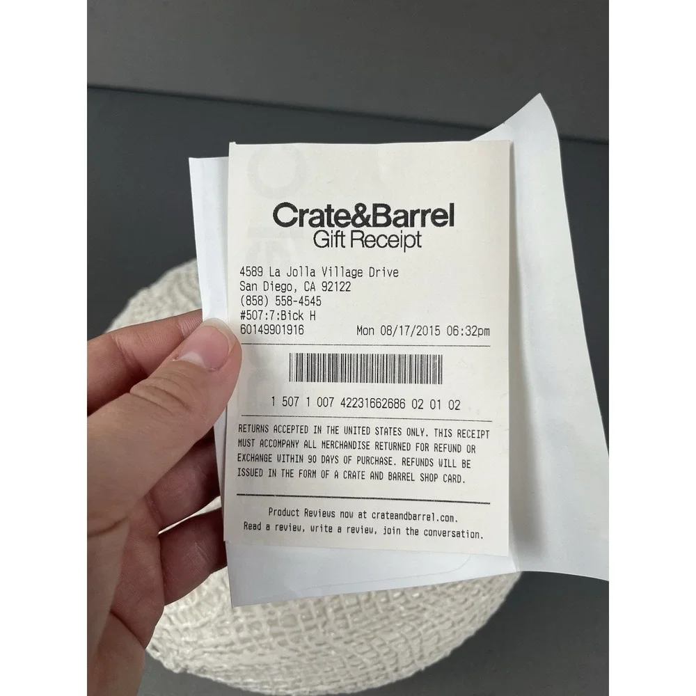 Crate & Barrel Kerr Vase White Ceramic 10 in Diameter Textured Product#‎ 198-722